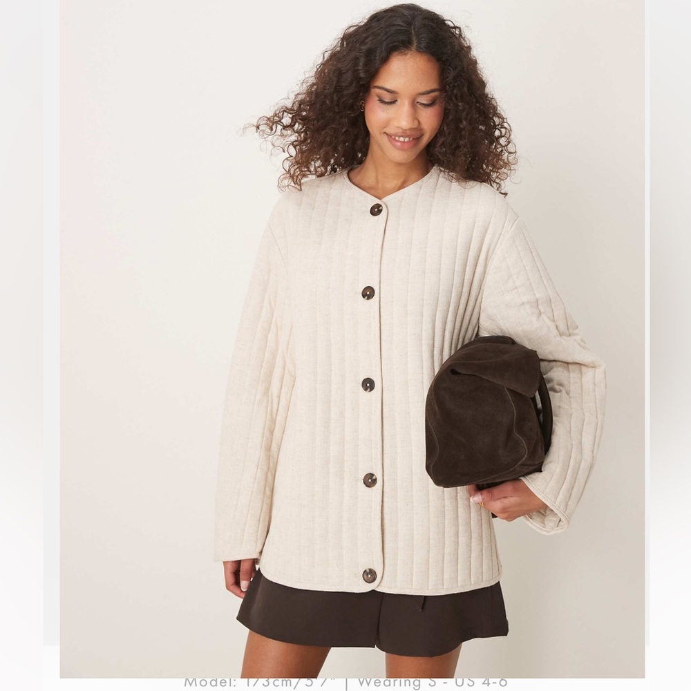 ASOS Cream Button-Up Oversized Jacket